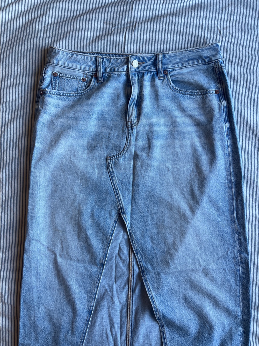American Eagle Midi Denim Skirt with Slit